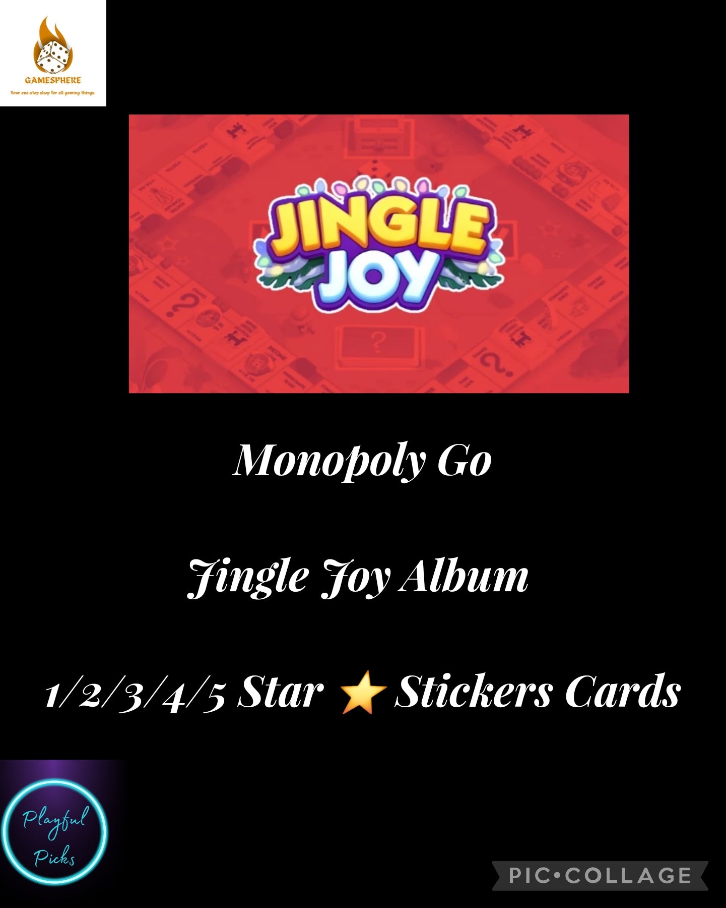 Monopoly Go Jingle Joy Album 1 Star Stickers Cards